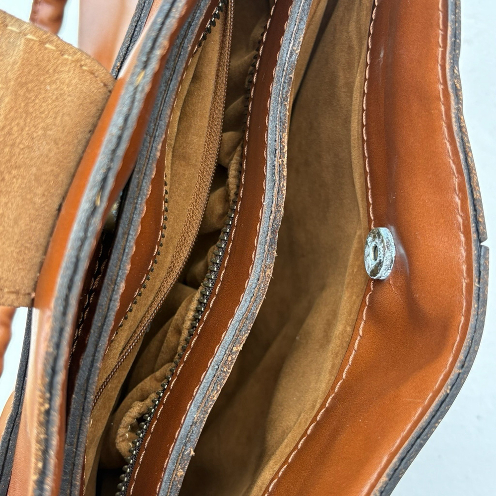 Patricia Nash Leather Shoulder Bag Tan Brown Tote Satchel Double Strap Purse - Picture 10 of 16